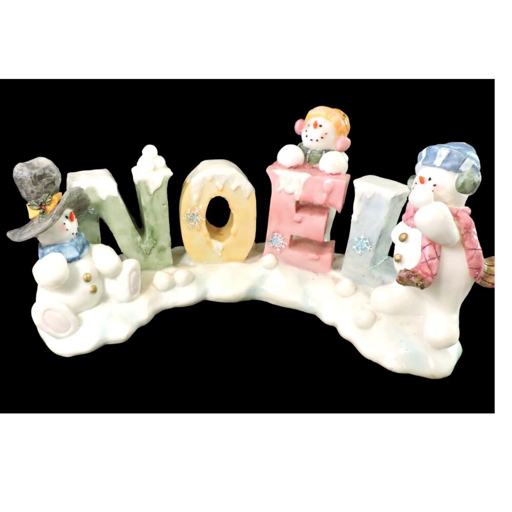 Christmas Decor Snowmen With Word Noel Holiday Accent Winter